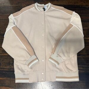 Divided Tan and Cream Varsity Jacket